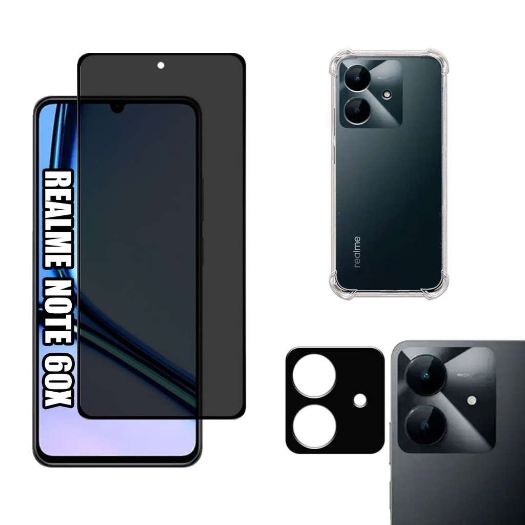 KIT Para Realme Note 60X - Película de Privacidade 3D - Capa - Câmera