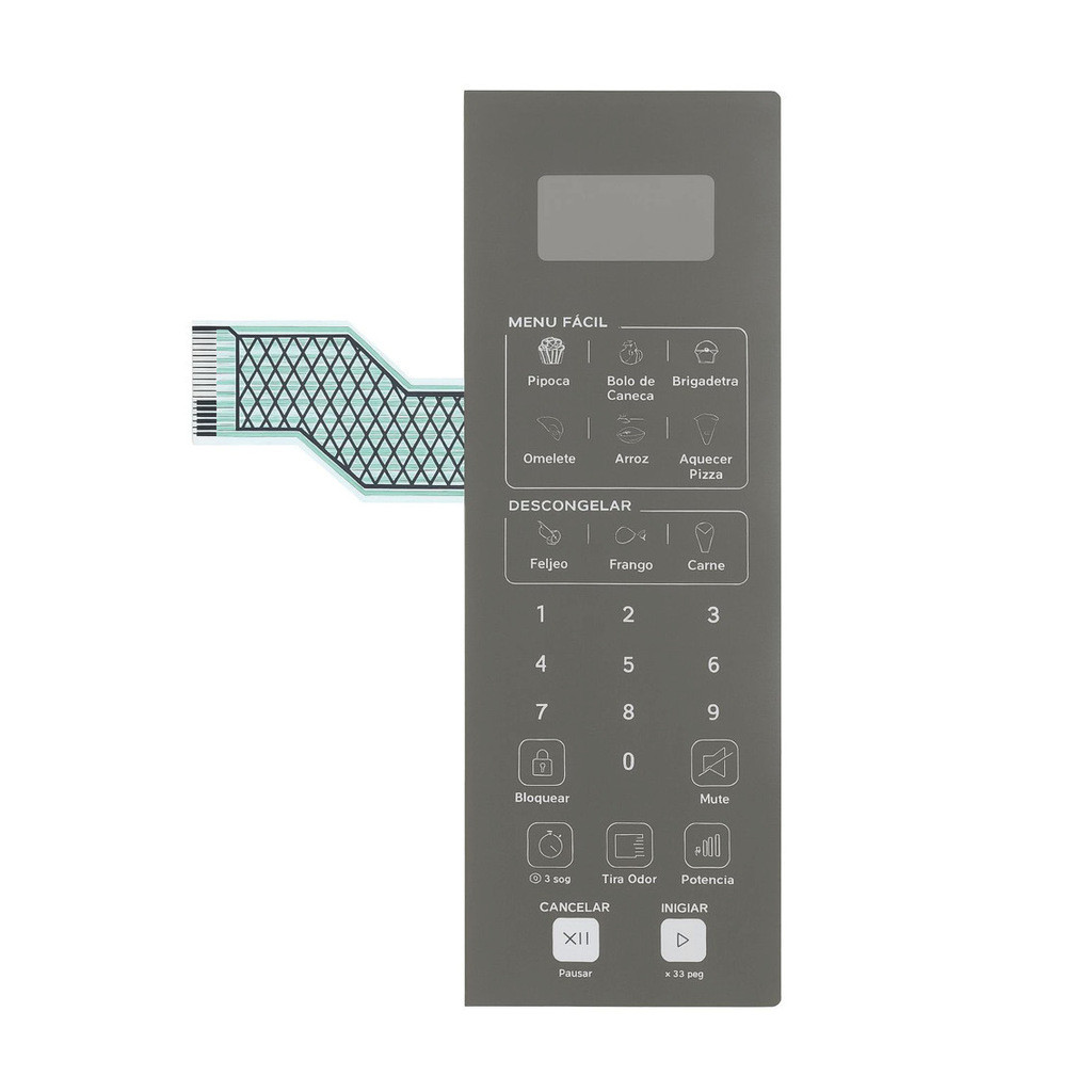 MEMBRANA / TECLADO COMPATIVEL MICROONDAS CONSUL CMS46AR PRATA - CMS 46AR FLAT CURVO