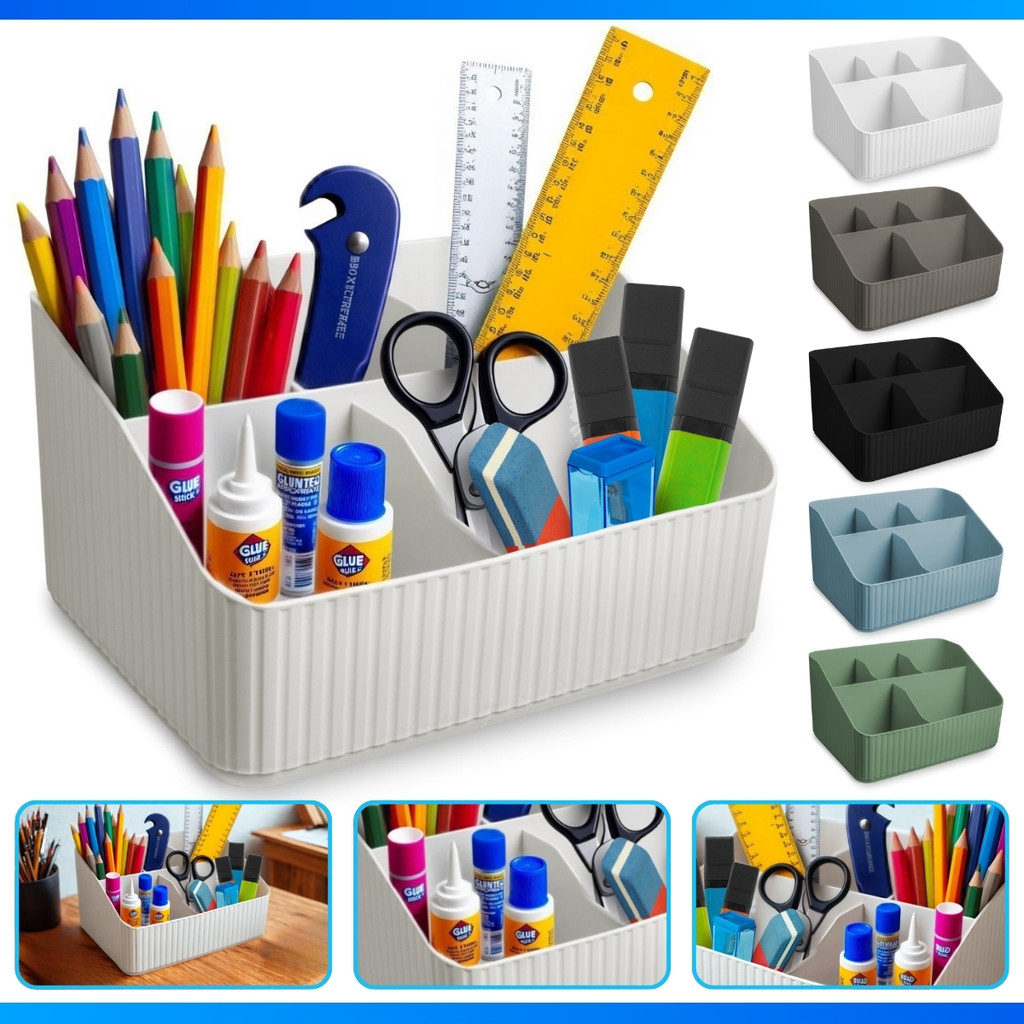 Organizador de Mesa Escritório 5 Compartimentos C/ Divisórias Para Lápis Maquiagem - MEGA OFERTA