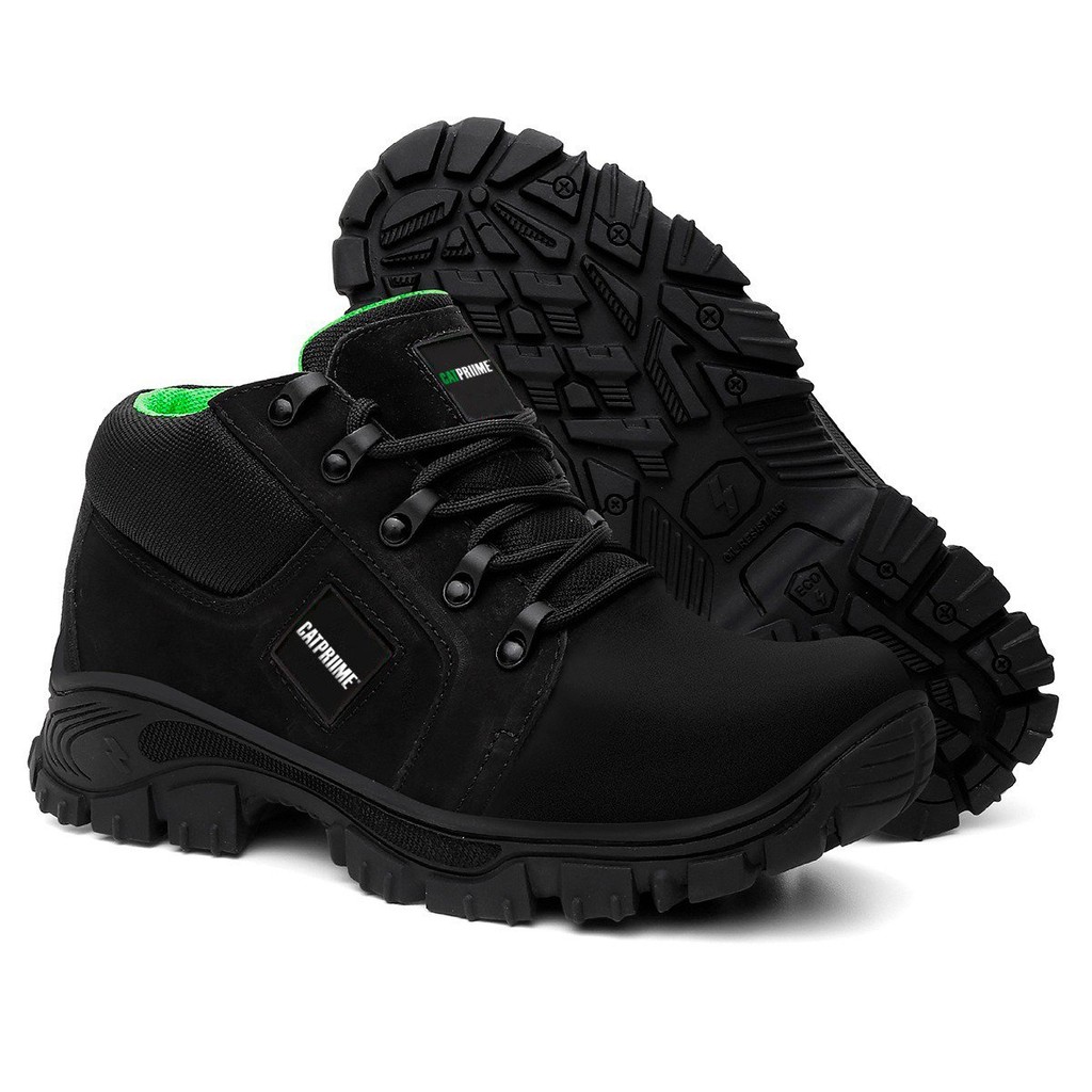 Bota Botina Coturno De Segurança Trabalho Epi em Couro legítimo com Cano Baixo Catpriime