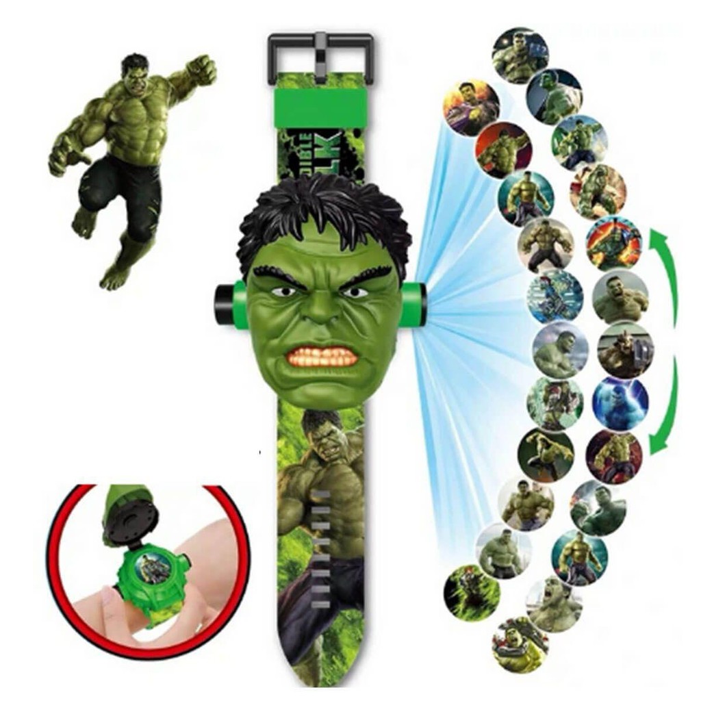 Relógio Infantil Digital Projetor De 24 Imagens - Hulk