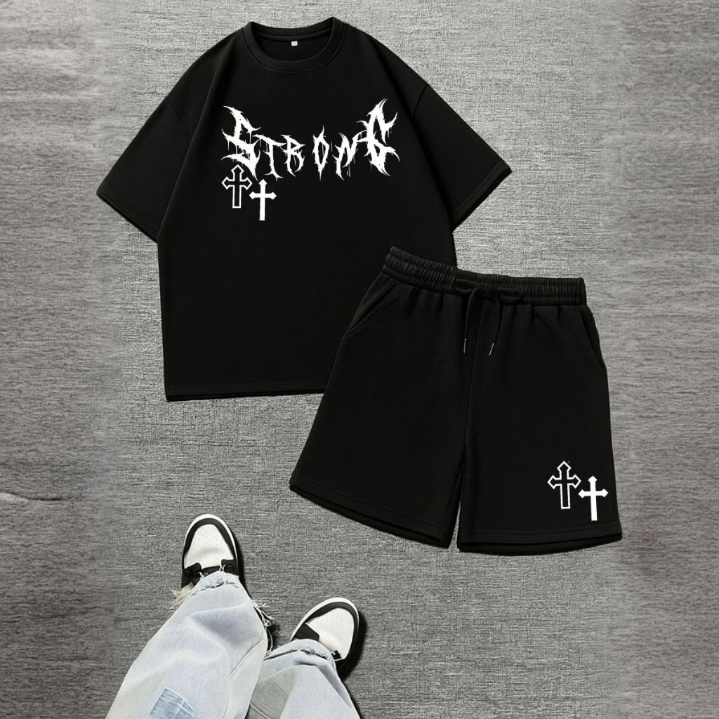 Conjunto Over Strong Camiseta + Bermuda Confortável Novo Lançamento