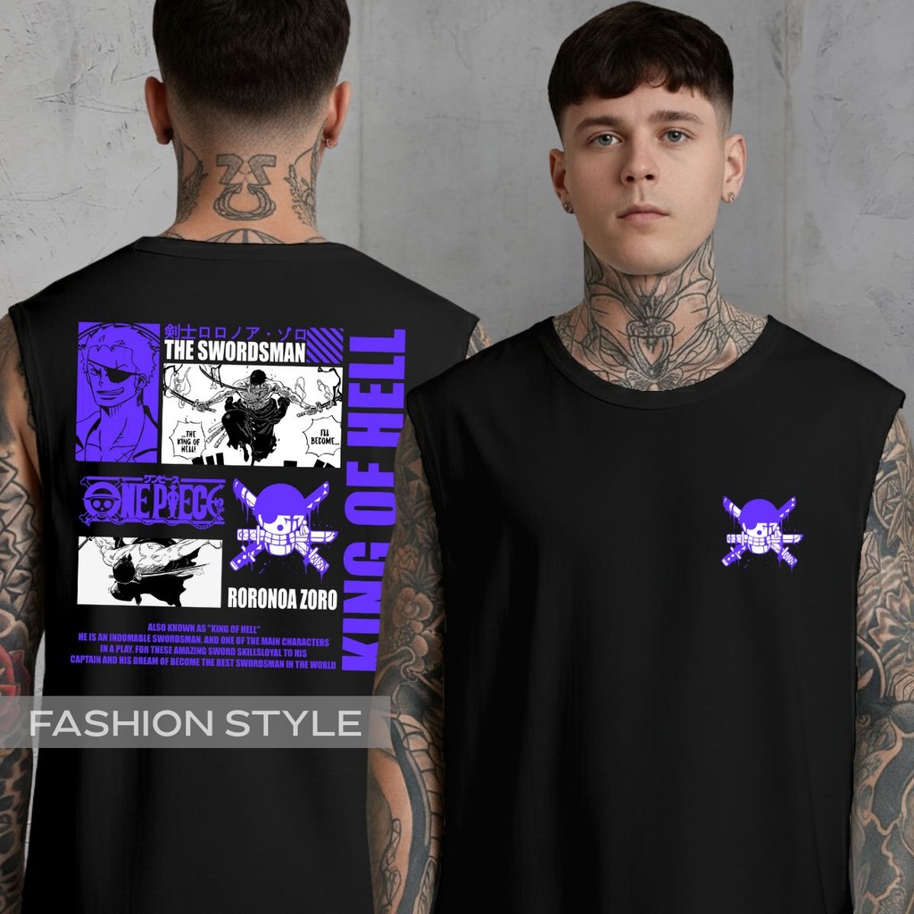 Regata Oversized One Piece Anime Estampa Roxa Zoro Personagem Tumblr Roronoa Regata Machão Blusa Cavada