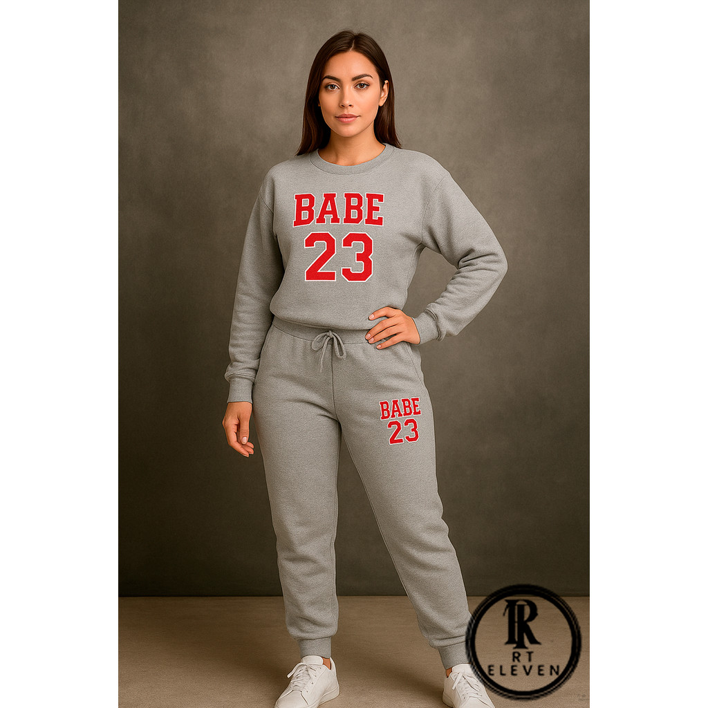 Conjunto Moletom Feminino Babe estampado 23 Gola Careca  Blusa De Frio Blusa + Calça Moletom Diversas Cores Envio Rápido