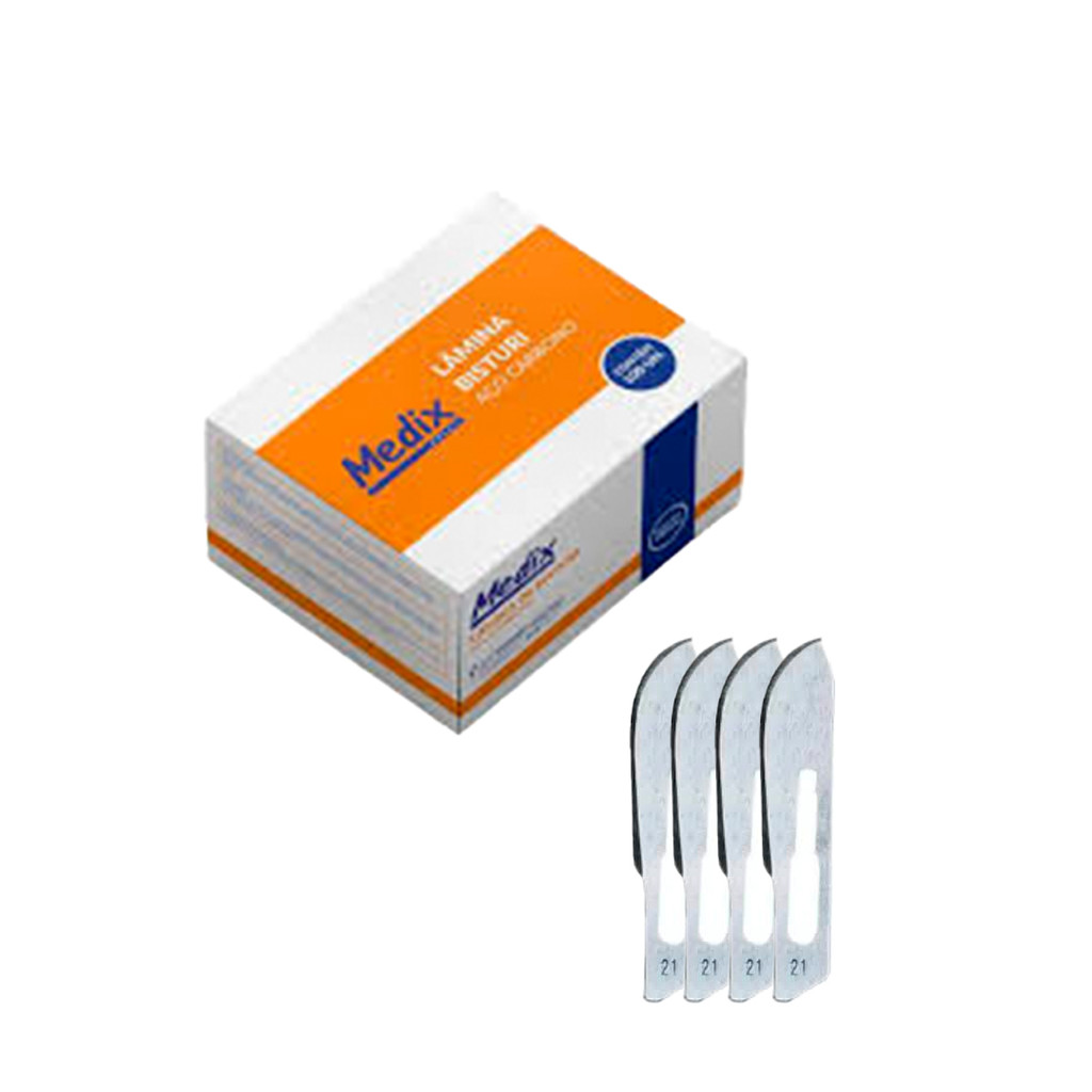 Caixa de Lâmina de Bisturi em Aço Carbono N°21 Medix 
