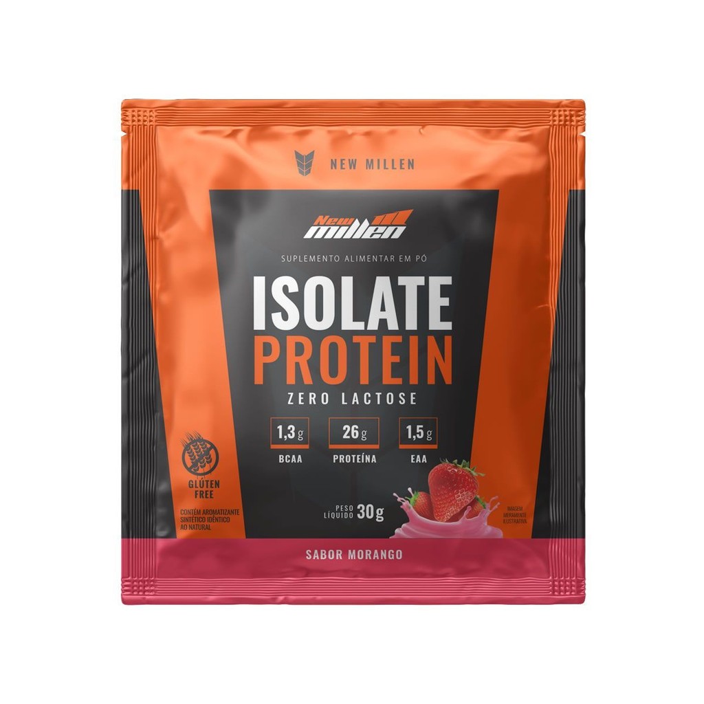 Isolate Protein Zero Lactose - 1 Sachê de 30g Morango - New Millen em Oferta na Shopee