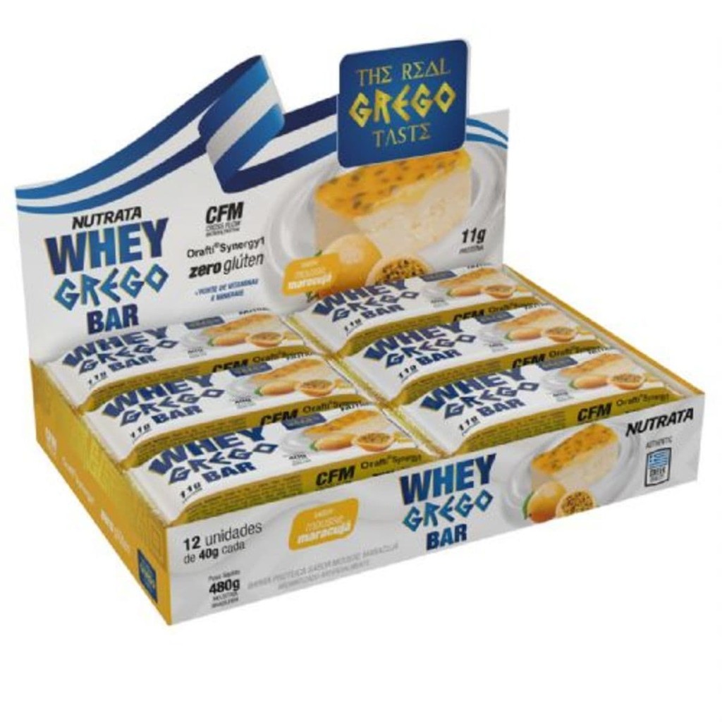 Barra Whey Grego Bar - 12 Unidades de 40g Mouse de Maracujá - Nutrata em Oferta na Shopee