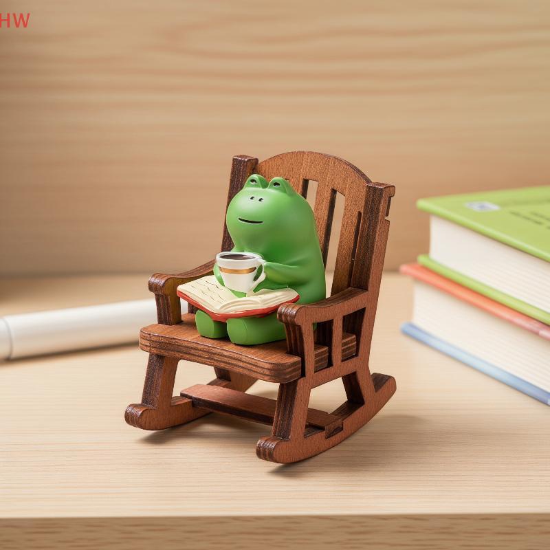 Acessório De Resina De Sapo Em Miniatura , Decoração Japonesa Fofa De Cadeira De Roing Para Sala , Escritório , Carro ,