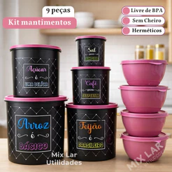 Kit potes para mantimentos de cozinha + 4 potes boll organizadores