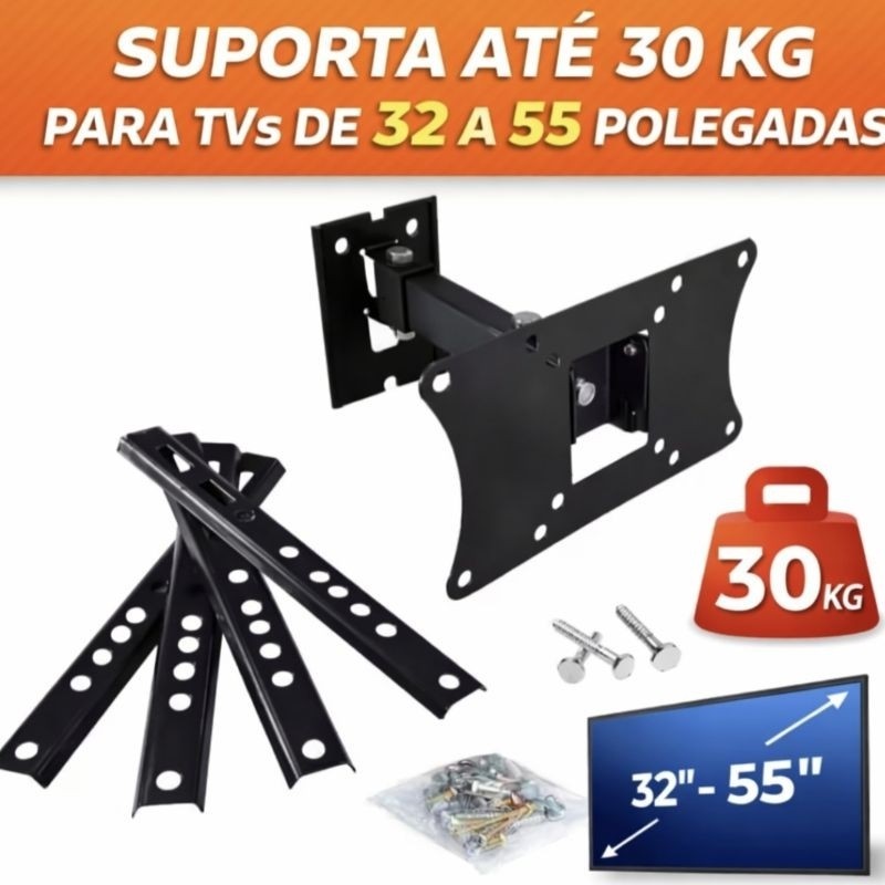 SUPORTE Articulado de Parede para Tv/monitor 32" A 55" Universal Até 30 Kg