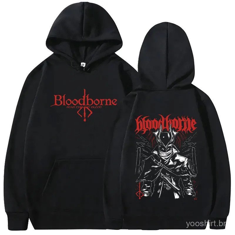 Hot Sale Game Bloodborne Print Hoodie Men Women Retro Gothic Rock Streetwear Unisex Casual Vintage Oversized Pullover Ho