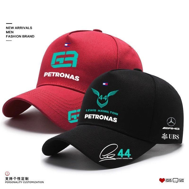 Boné de beisebol F1 44 Silver Arrow Lewis Hamilton Mercedes-AMG Team, boné ajustável para viagens ao ar livre.