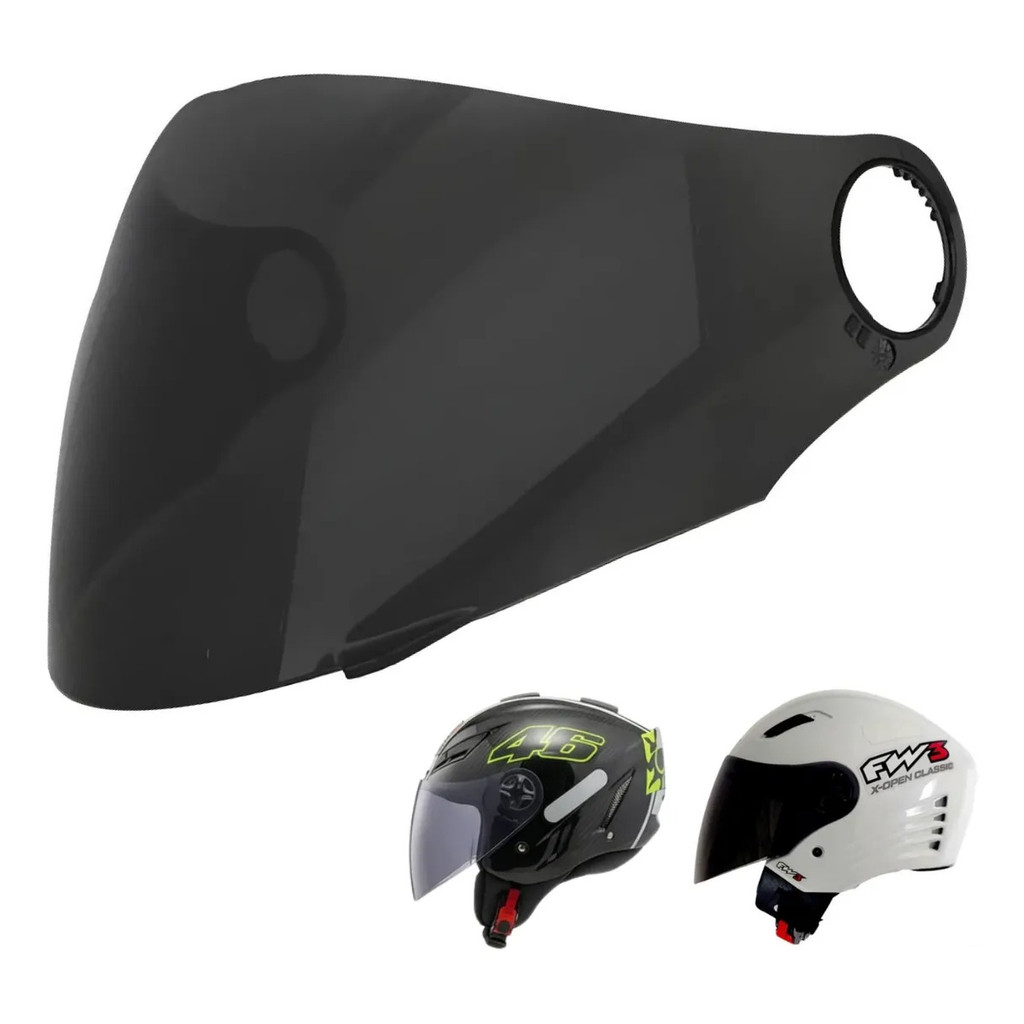 Viseira Fumê 2mm Para Capacete FW3 X Open Compatível AGV Blade Policarbonato Anti Risco