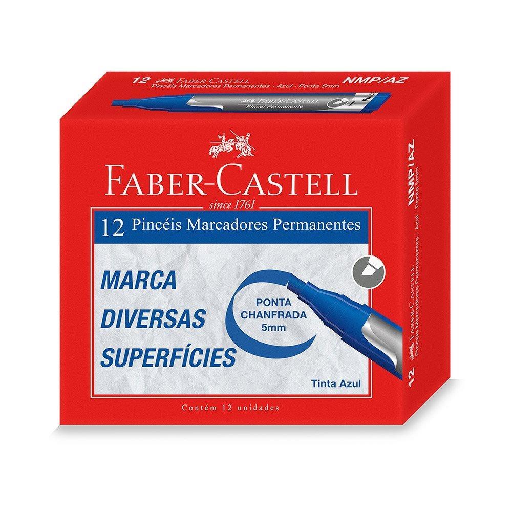 Marcador Permanente Faber Castell Azul Embalagem com 12 Unidades