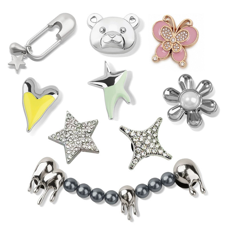 Acessórios para calçados Croc: decoração de calçado de praia em metal texturizado com formato de urso, acessórios de cal