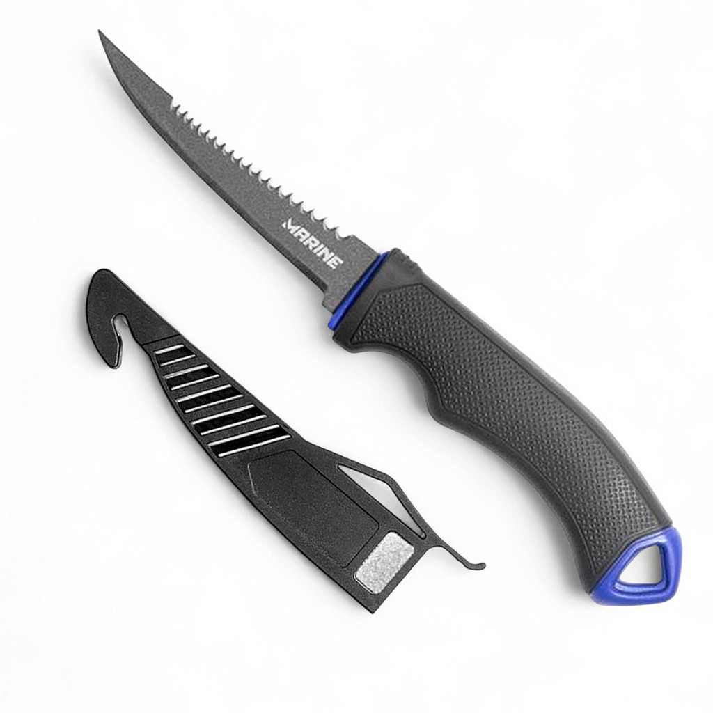 Faca Fileteira Marine Sport 4 Pol Aço Inox Bainha Afiador