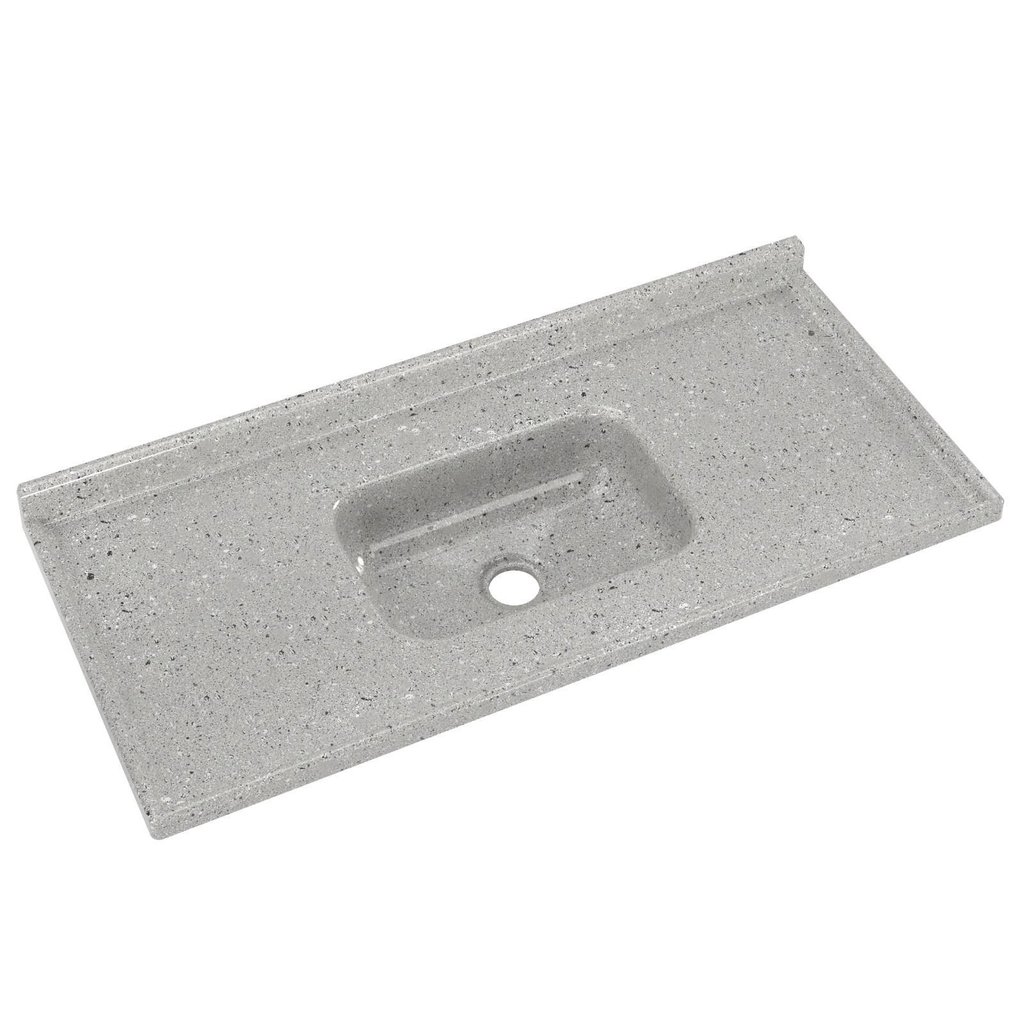 Pia de Cozinha em Mármore Sintético com Furação para Válvula Americana 120CMX55CM Aj Rorato Cinza Cinza
