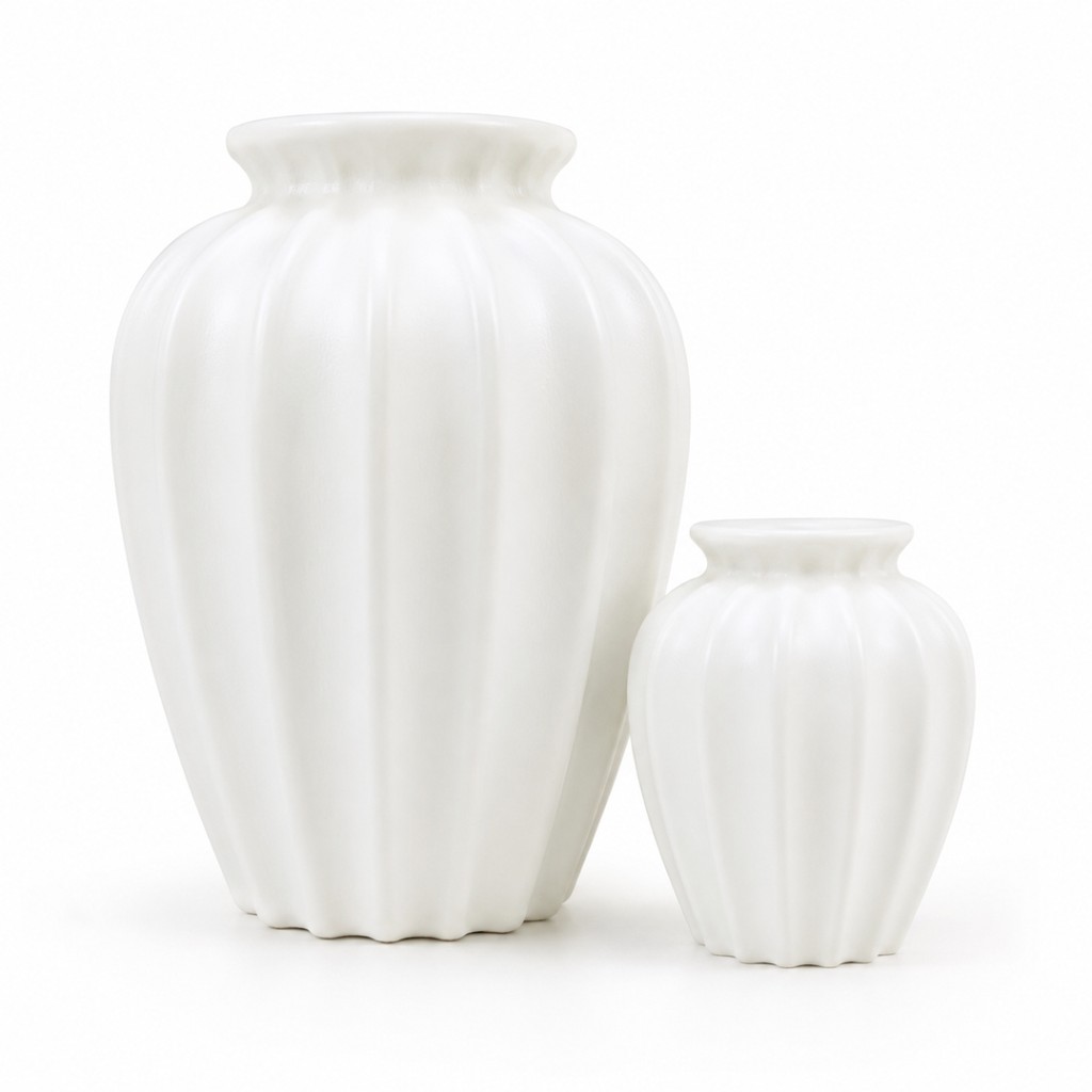 Vaso Decorativo Branco Canelado para Sala e Quarto