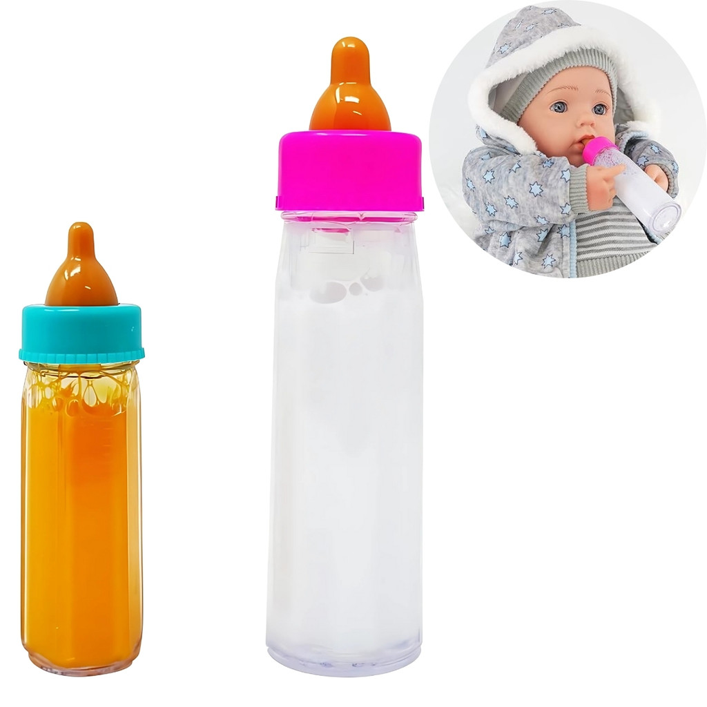 Kit 2 Mamadeira Mágica Leite e Suco Bonecas Brinquedo - Castela