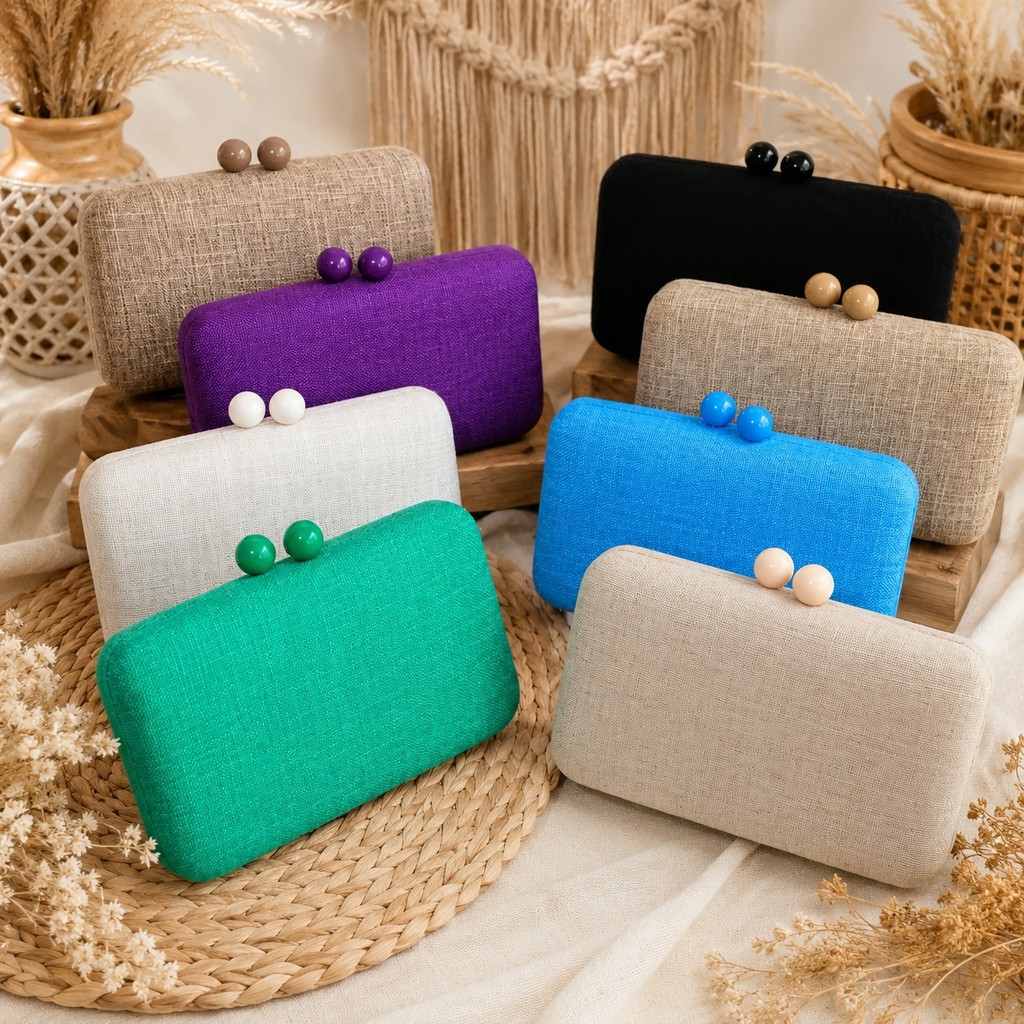 Bolsa Clutch Feminina Festa Linho Fecho Bolinha Carteira de Mão Luxo Casamento Formatura Madrinha com Alça Removível