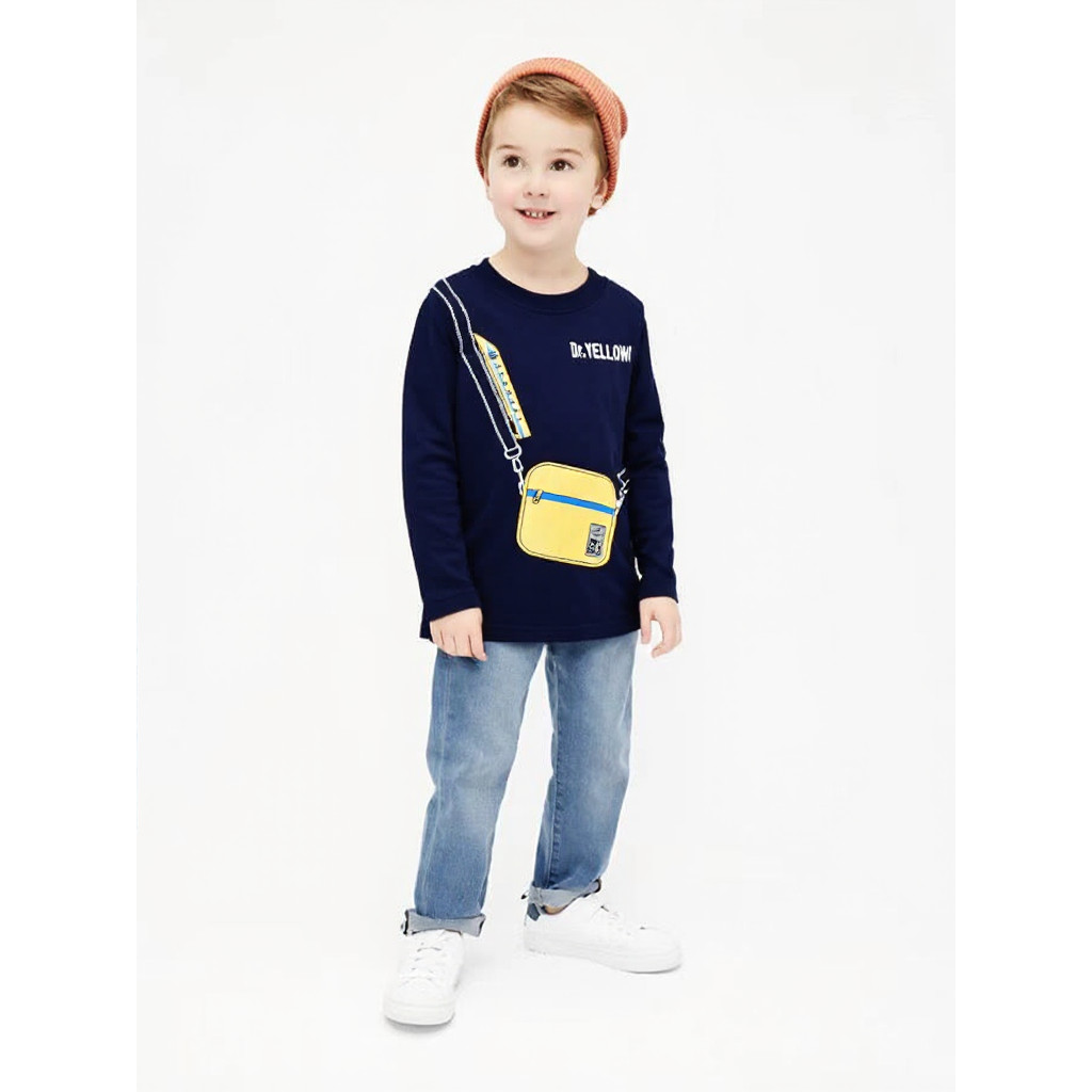 Meninos puro algodão manga comprida camiseta crianças meninos bebê dos desenhos animados topo em torno do pescoço primav