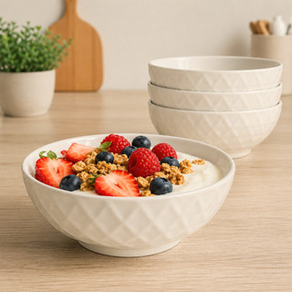 Kit 4 Cumbucas de Cerâmica 500ml para Caldo e Sopa Tigelas de Porcelana Frutas Bowls Cerâmica Salada