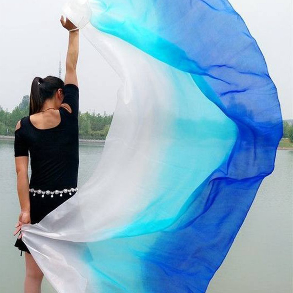 TD Véus Femininos De Seda Para Dança Do Ventre , Lenços De Mão , Cor Gradual , Tamanho Adulto — imagem 2 de 2