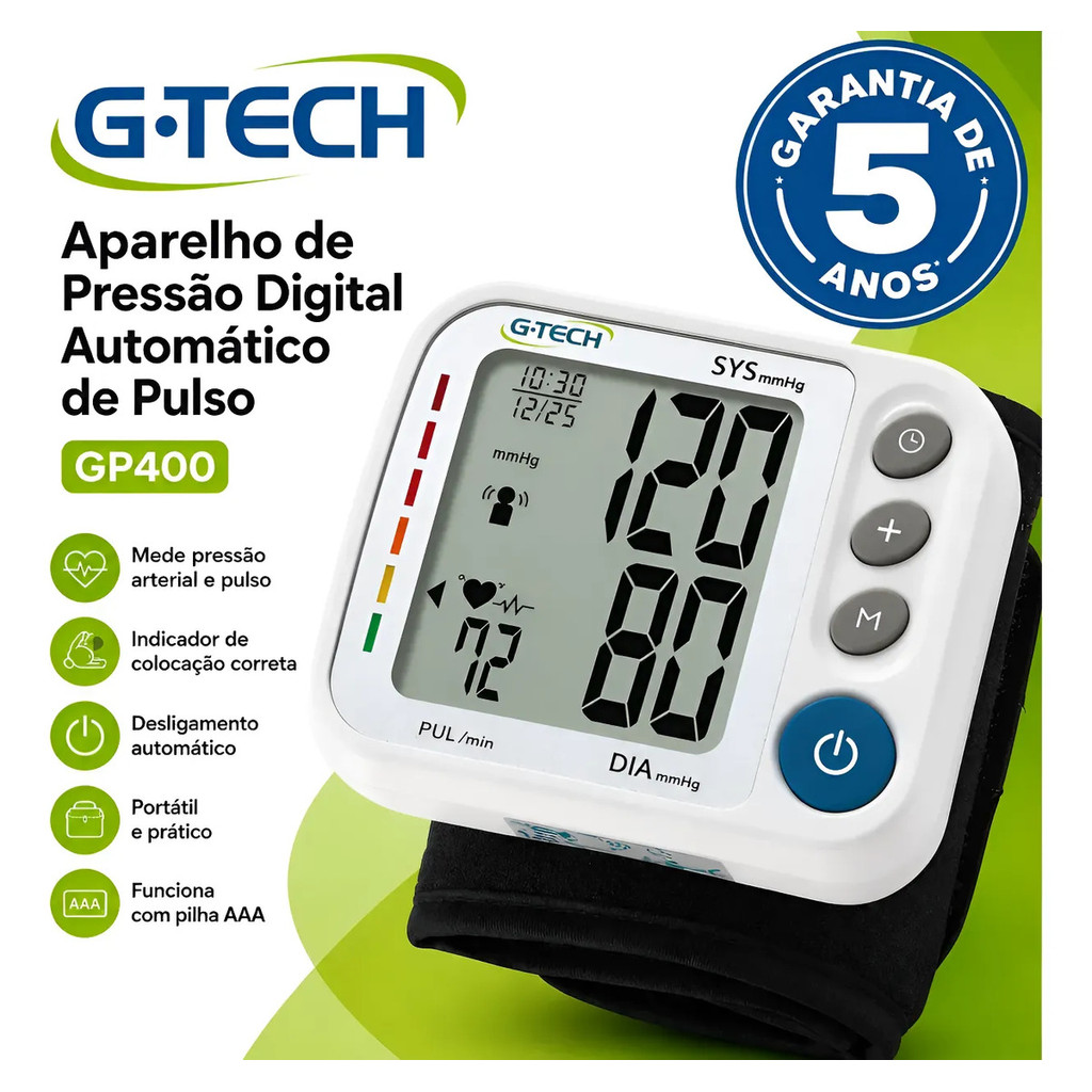 Medidor De Pressão Pulso G-tech Gp400 Arterial Digital