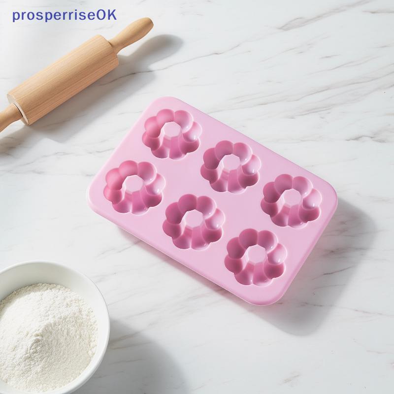 [newpros] Molde De Rosquinha De Silicone Em Forma De Flor Com 6 Cavidades 3D Sem BPA Para Assar Bolo Caseiro , Chocolate