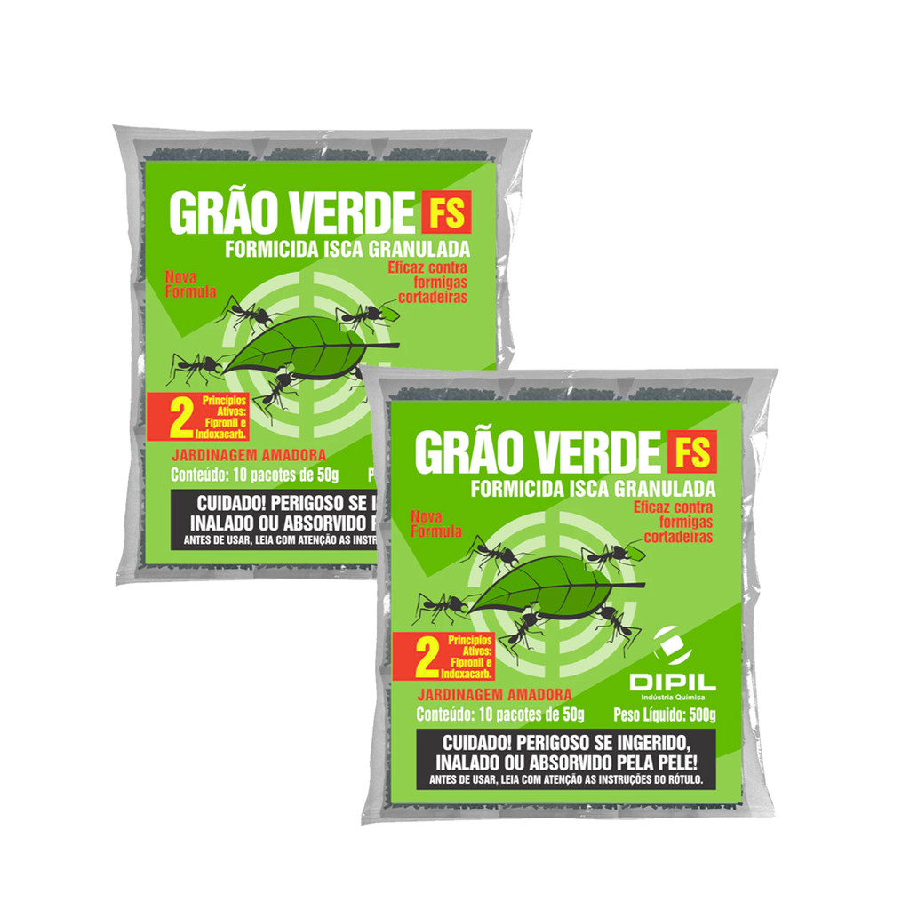 Kit 2 Grão Verde Isca Granulada Formicida Para Formiga Cortadeira 500g Cada Mata Formigueiro
