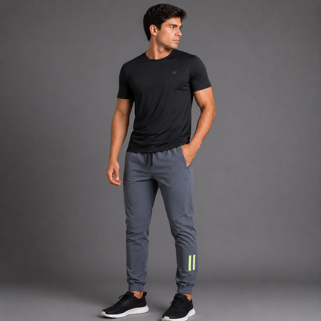 Calça Jogger Masculina Esportiva Cinza Confortável Academia Treino