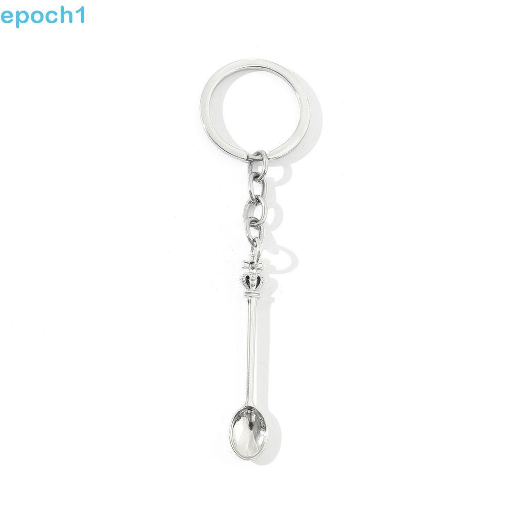 EPOCH1 Chaveiro Cozinha Colher Coroa Moda 57x9mm Natal Prata Cor Pingente Metal