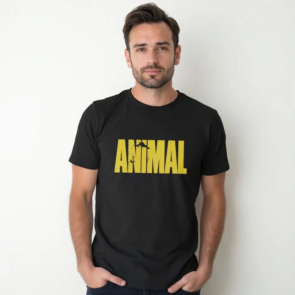 Camiseta Masculina Animal Academia Fitness Musculação Algodão Confortável Casual