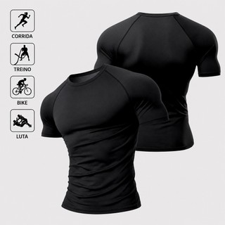 Camisa de Compressão Poliamida LISA Masculina Camiseta BASICA Rash Guard Jiujitsu Academi…