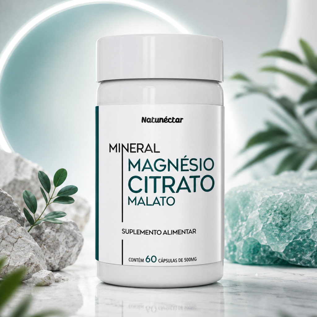 Mineral Magnésio Citrato Malato 60 Capsulas 260mg Saúde Osso Juntas Músculo Imunidade Original Puro