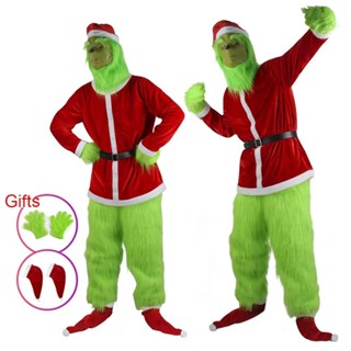 Novo Traje De Natal Cosplay Roupas Vestir-Se Papai Noel Estranho Monstro De Cabelos Verdes Grinch Festa em Oferta na Shopee