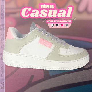 Tênis Feminino Casual Menina Branco Cinza Rosa - 34 ao 43 - Oferta Relâmpago em Oferta na Shopee