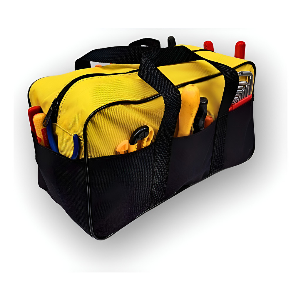 Imagem Mala Bolsa Lona Forte Para Ferramentas Eletricista 8 Bolsos Envio Rápido