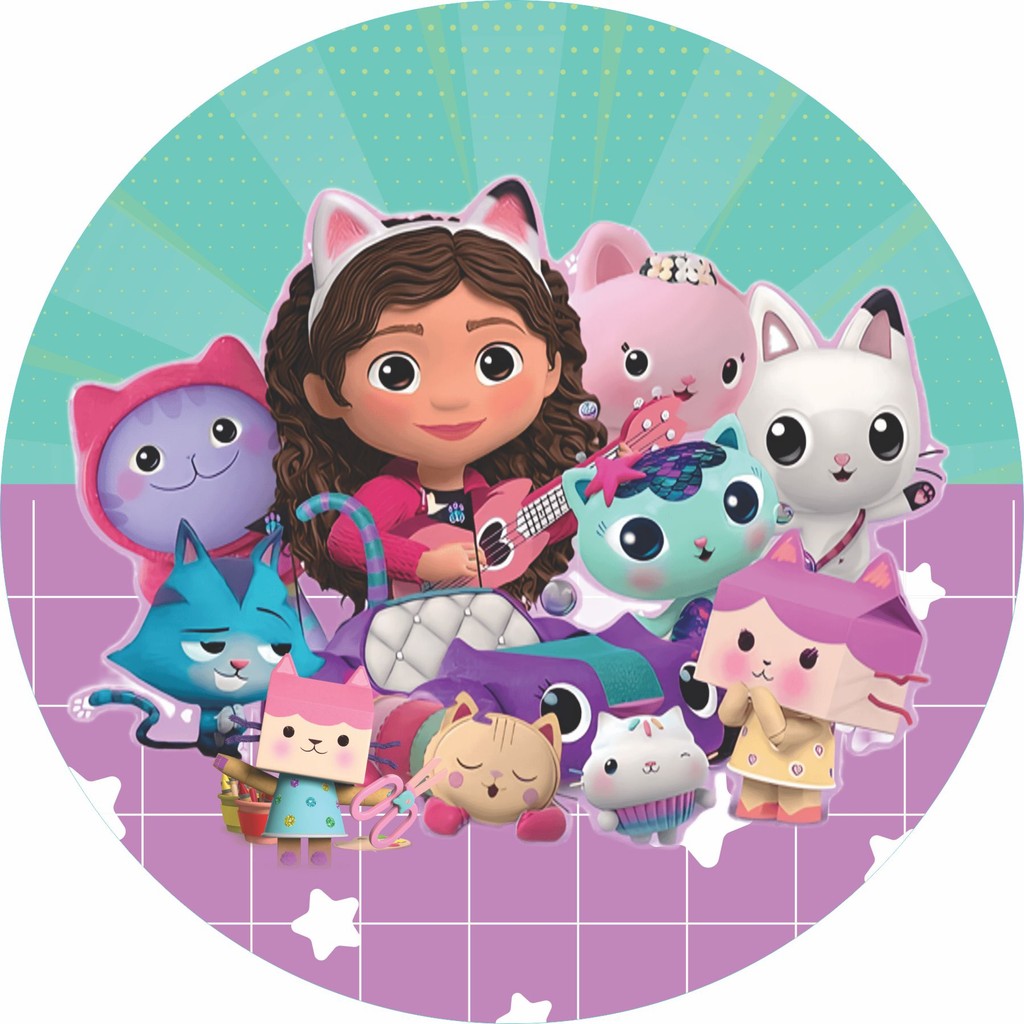 Painel Festa A Casa Mágica da Gabby | Redondo | Vários Modelos | Frete Grátis | Tecido Premium 150x150cm 50x50cm em Oferta na Shopee