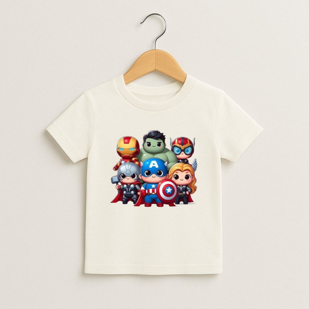 Camiseta Infantil Super Heróis Personalizada Estilo Streetwear Malha Unissex Vingadores