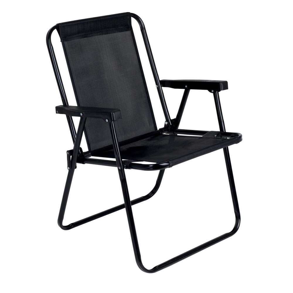 Cadeira de Praia Camping Alta Preta MOR All Black Aço