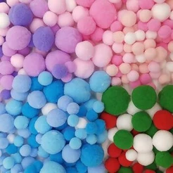 Enfeite Pompom 1Cm-3cm 130 Unidades Sortido Poliamida Para Artesanato Para Decoração Resistente