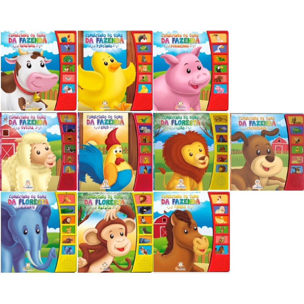 Livros Sonoros - Conhecendo Os Sons Dos Animais Infantil Com Som Da Fazenda/Floresta Pilhas botão inclusas em Oferta na Shopee