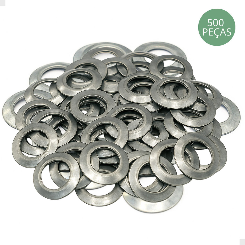 Kit 500 Arruelas P/ Calotas Metal Aço Carro Aro 13 14 15 16