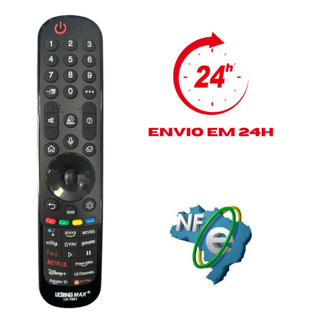 Controle Smart Magic Comando de Voz MR22GA TV LG 50UQ8050PSB, 55UQ801C0SB, 65UQ8050PSB - AKB76039903 LE-7681
