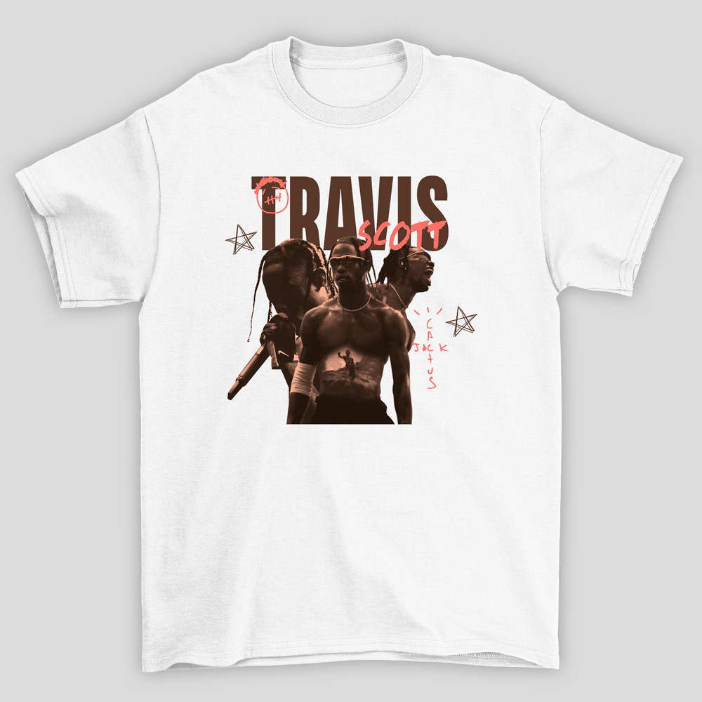 Camiseta Masculino e Feminino Branco Camisa Básica Travis Scott Collage Algodão Premium Envio Imediato