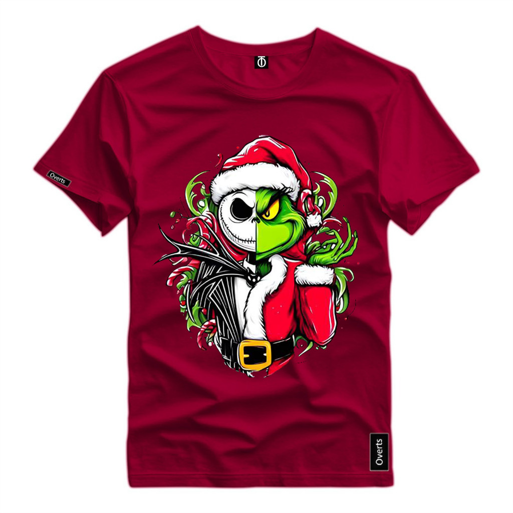Camiseta Masculina Estampada Grinch Caveira Personagem Natal Camisa Algodão 100% Premium