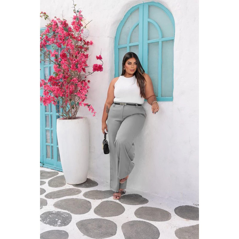 Calça Alfaiataria Plus Size Cintura Alta Feminina Modela o Bumbum Confortável Elegante Versatil Zara