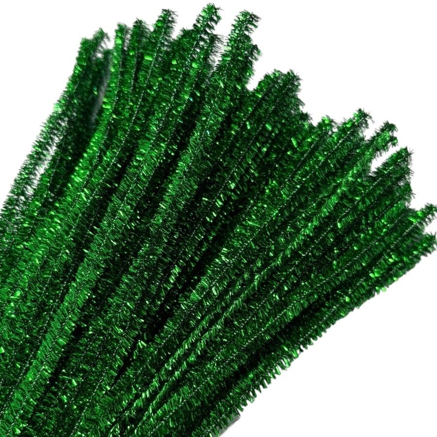 Haste de Chenille 30cm - Verde Metalizado - 100 unidades - Art Montagem - Rizzo