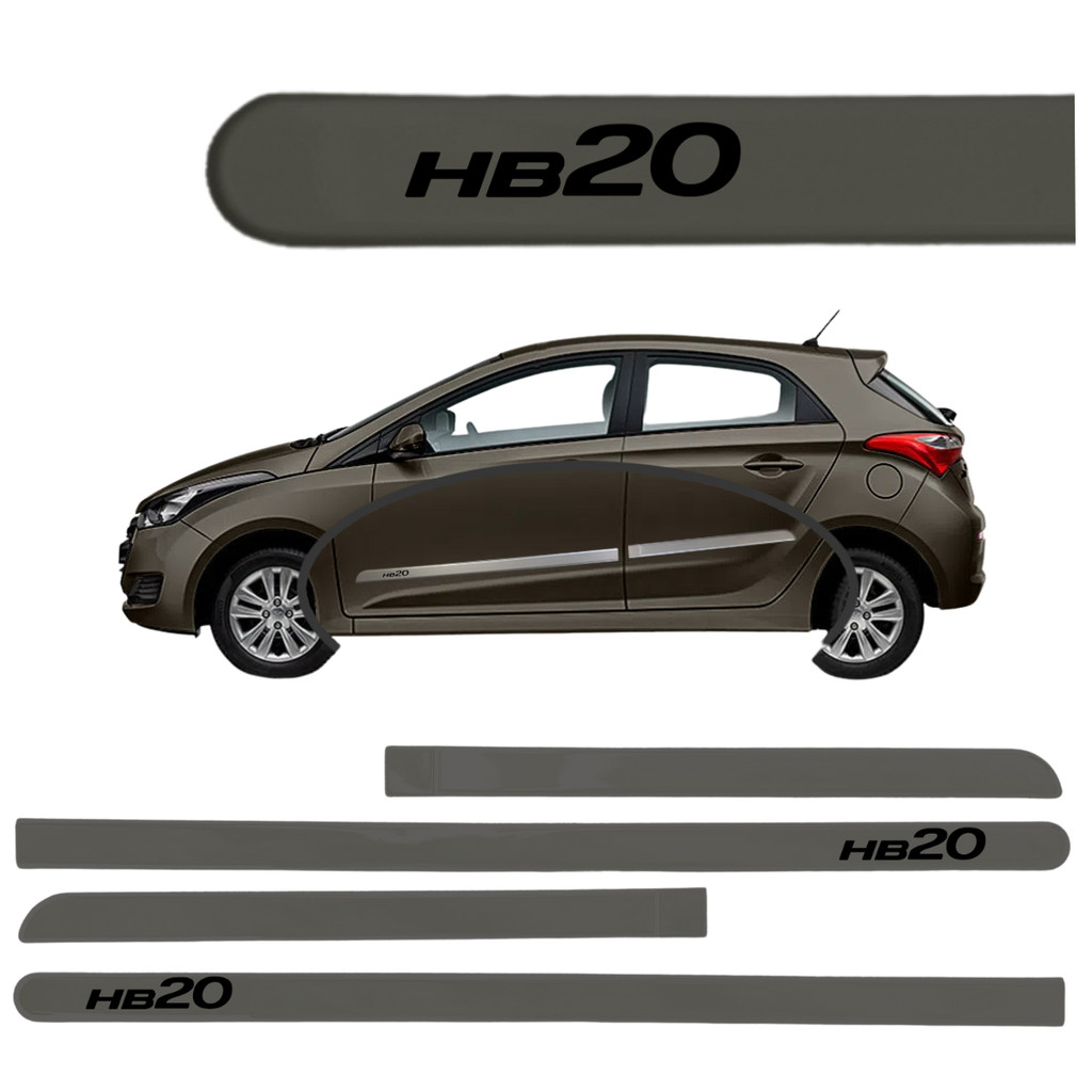 Jogo Friso Lateral HB20 Hyundai Cinza Titanium 2011 à 2025